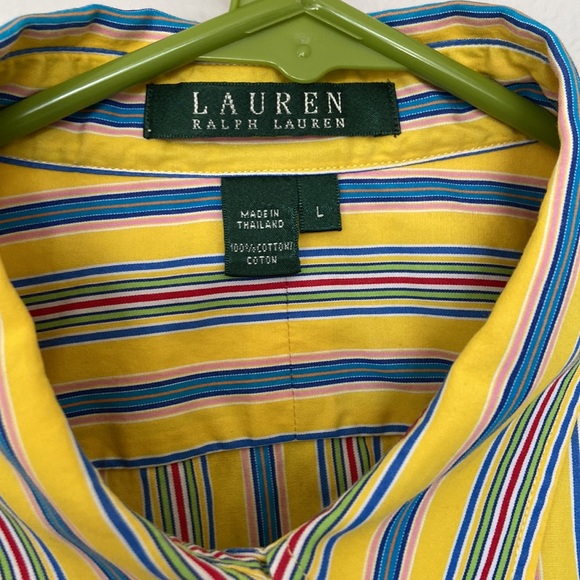 Ralph Lauren VTG Multi Colored Button-down 3/4 Sleeve Size L, Cotton Light EC - Picture 5 of 10